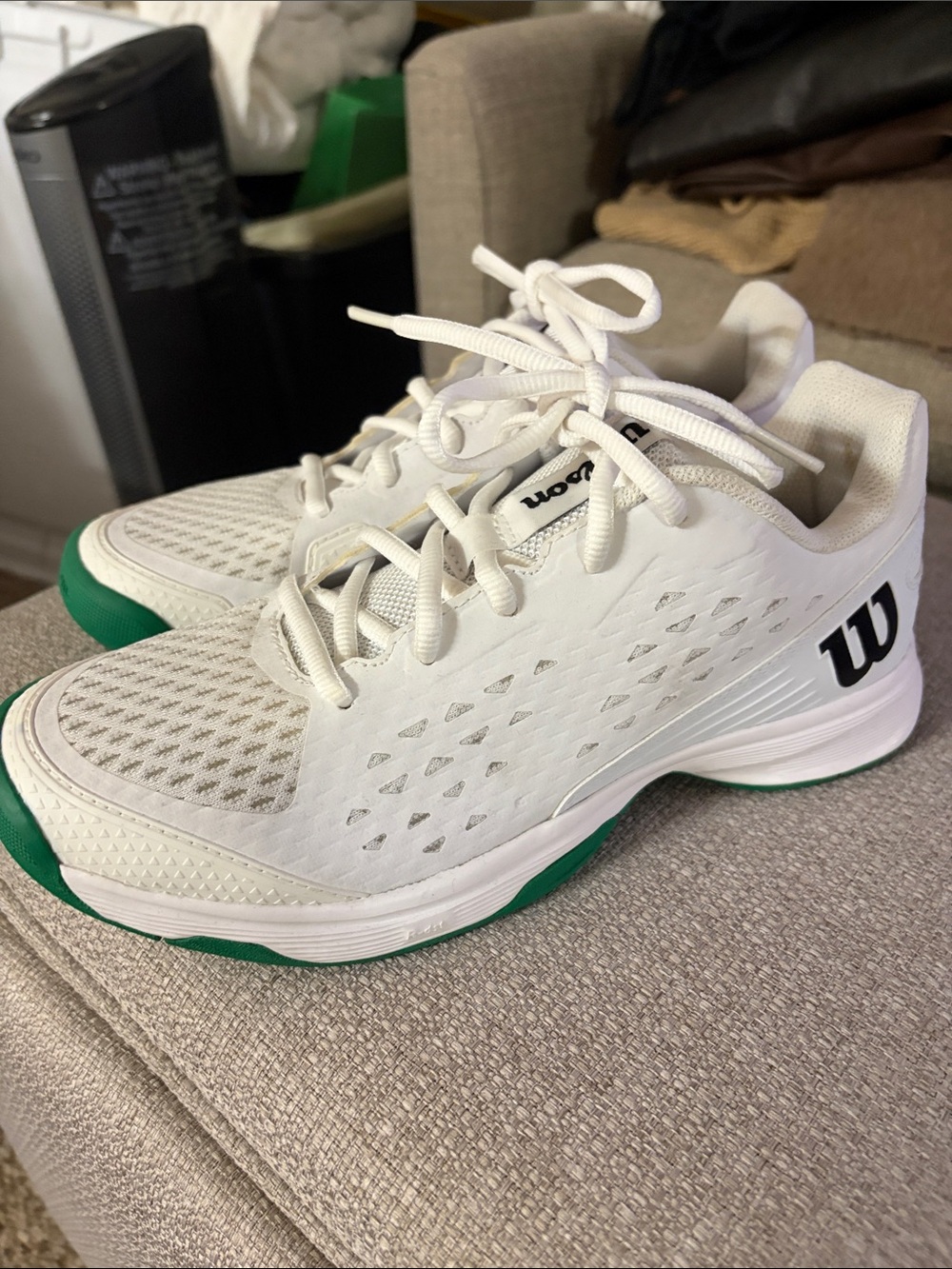 Wilson White Tennis Shoes with Green Accents
